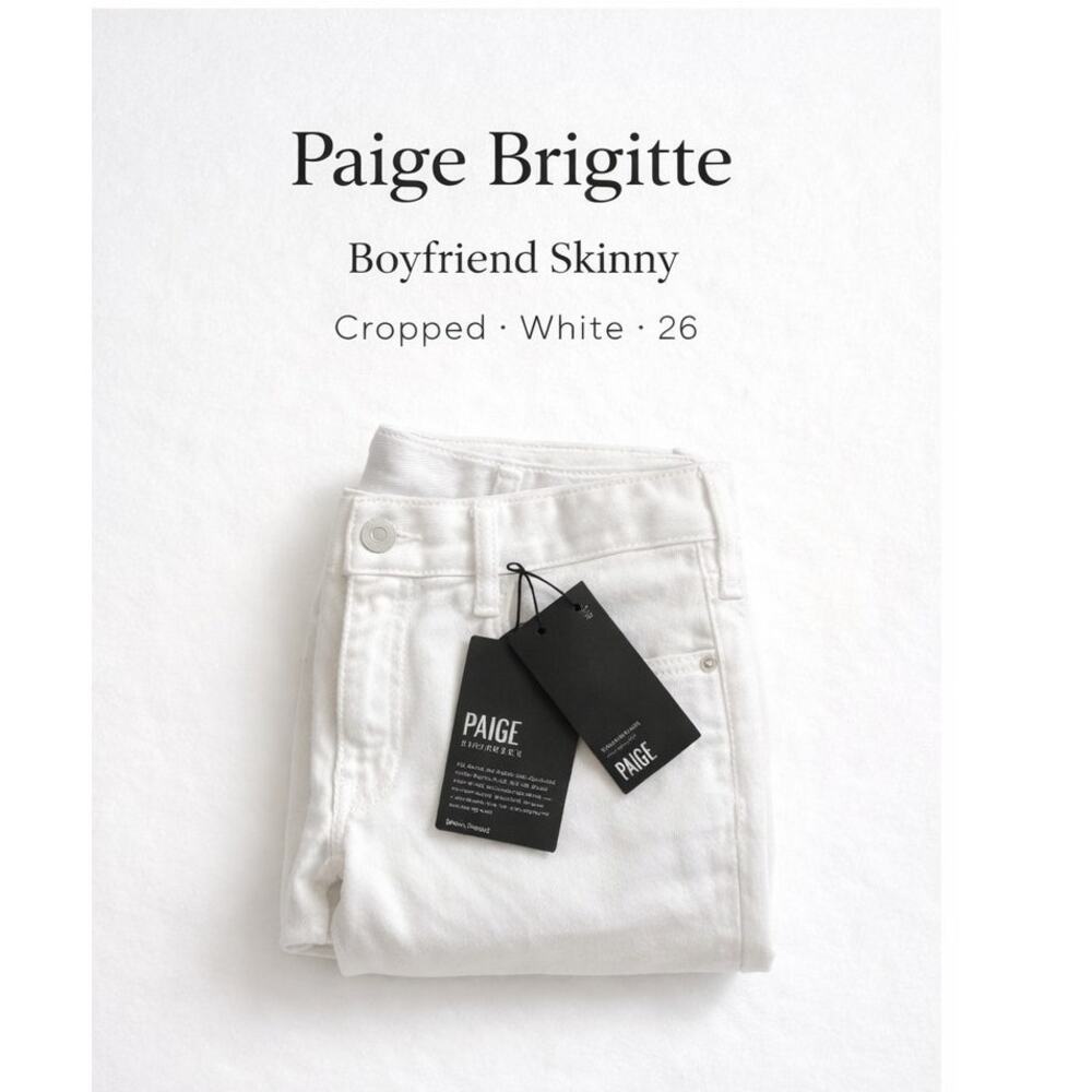 Paige Brigitte Jeans Women's 26 NWT  Boyfriend Skinny Destructed White Cropped